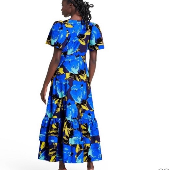 Christopher John Rogers Blue Floral Tiered Maxi Dress - Picture 3 of 3